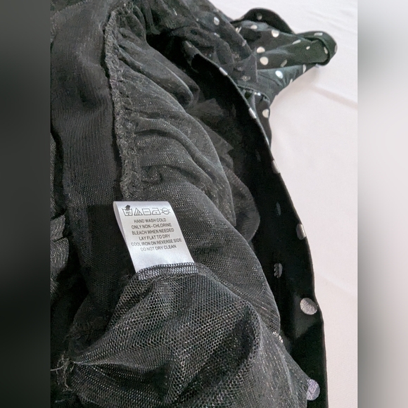 Black Poppy Black & Silver Polkadot Strapless Mini Cocktail Dress. Size: Large - Picture 10 of 11